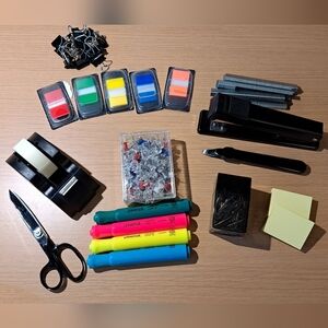 Office Supplies Set with Highlighters and Scissors